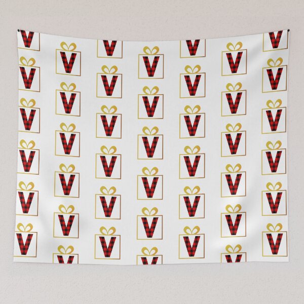 Item preview, Christmas Buffalo Plaid Letter V designed and sold by Coffee Lifestyle.