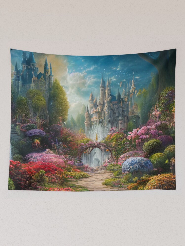 Magic Kingdom Fantasyland Fairy Garden Tapestry