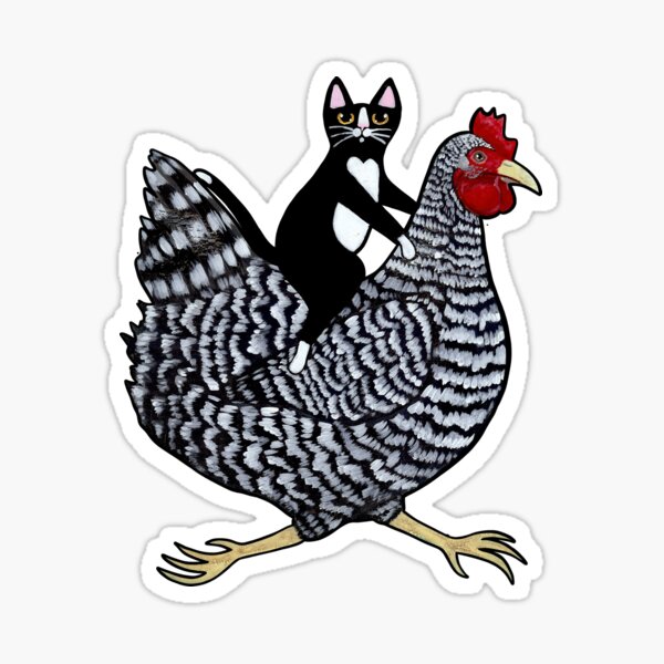 Item preview, Cat Riding a Chicken designed and sold by KilkennyCat Art.