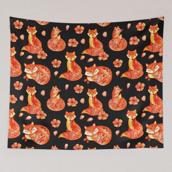 Item preview, Happy fox woodland pattern designed and sold by pinkyfish1010.