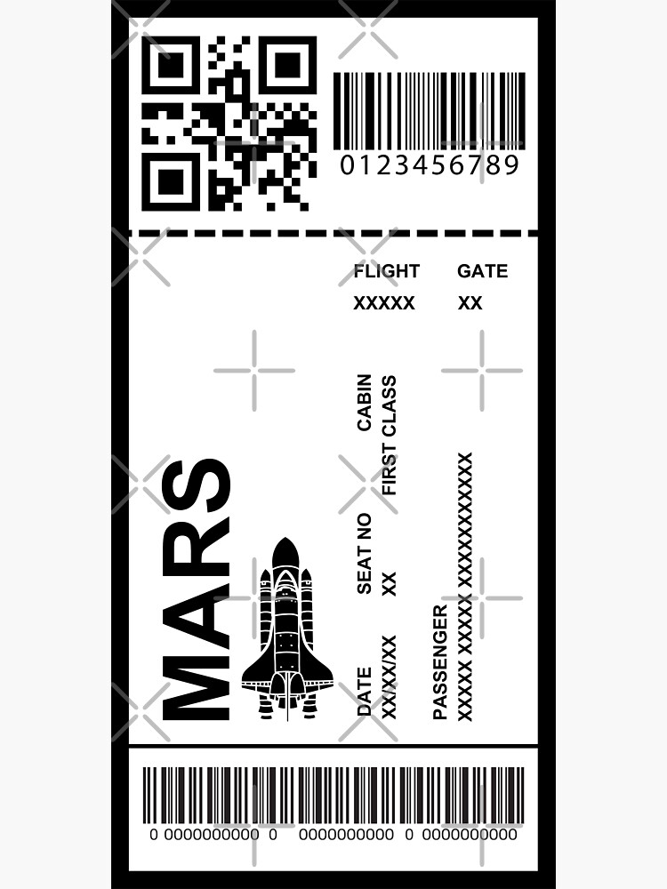 "Boarding Pass, Plane Ticket, Space Ship Ticket, Mars" Sticker for Sale
