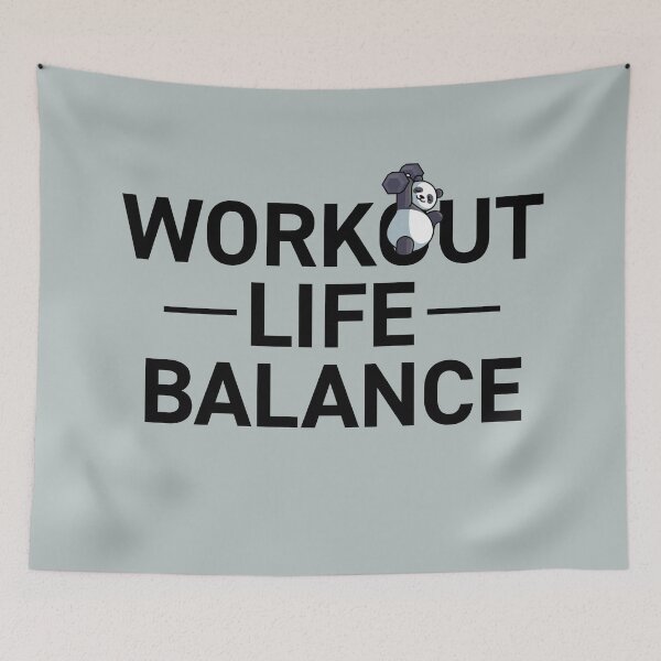 Artikelvorschau, workout life balance, motivational statement quote with panda bear and dumbbell entworfen und verkauft von TrueType.