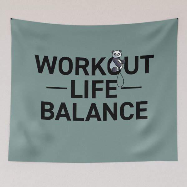 Item preview, Workout life balance, motivational statement quote with panda bear and jump rope designed and sold by TrueType.