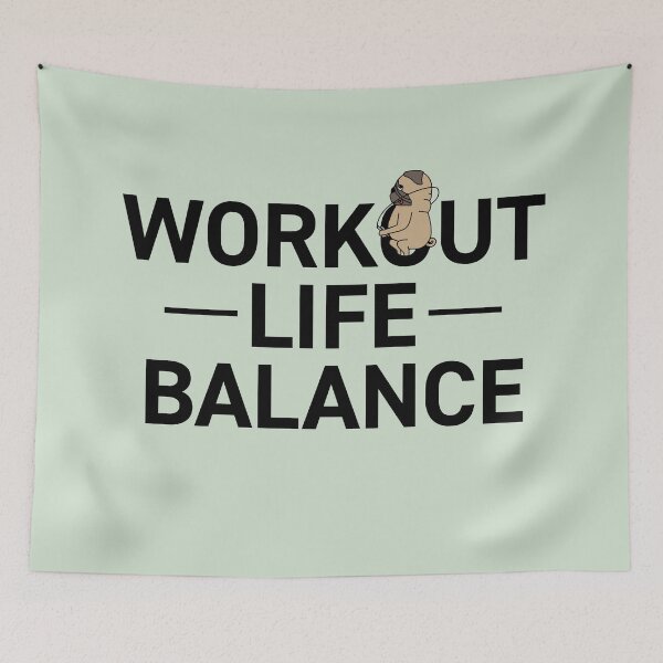 Item preview, Workout life balance, motivational statement quote with pug and jump rope designed and sold by TrueType.