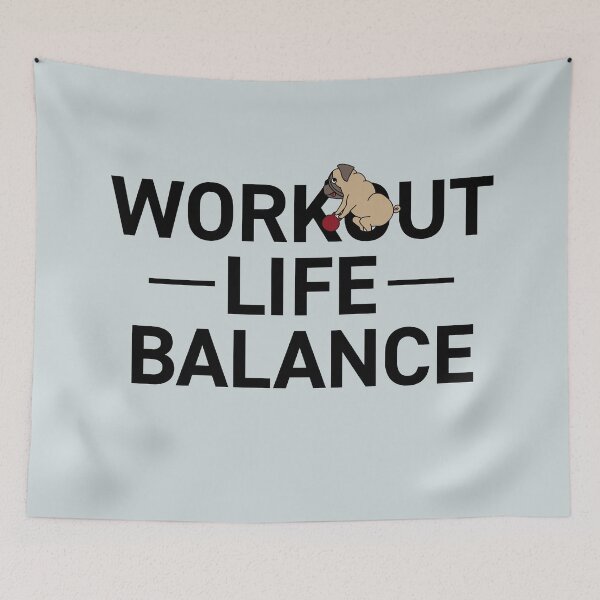 Item preview, Workout life balance, motivational statement quote with pug and kettlebell designed and sold by TrueType.