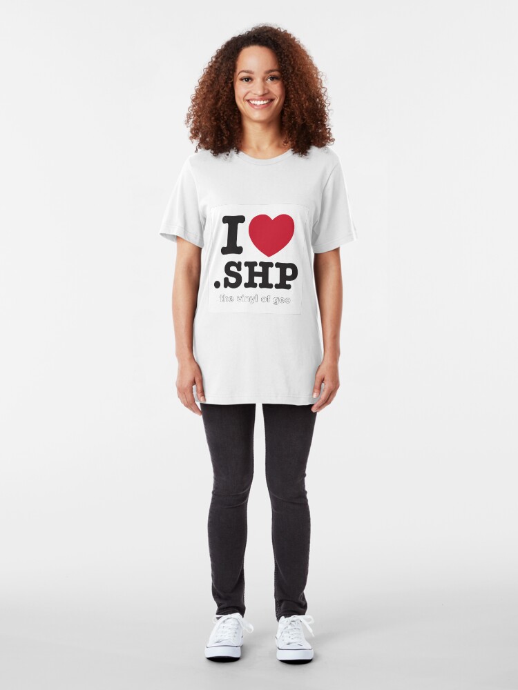 Alternate view of I <3 .shp, the vinyl of geo Slim Fit T-Shirt