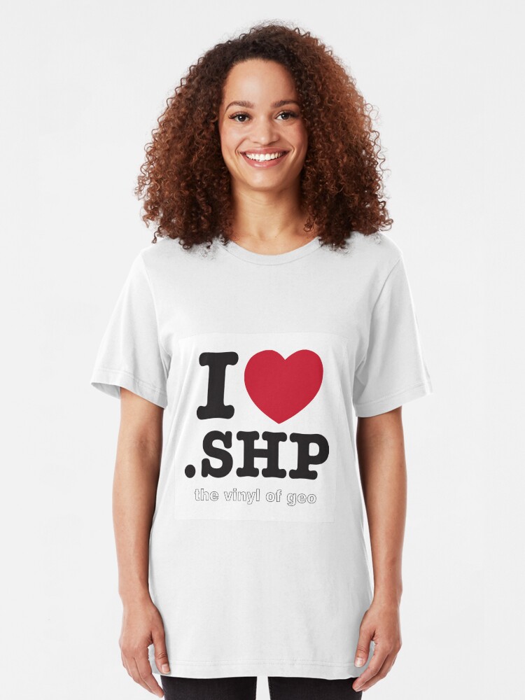 Alternate view of I <3 .shp, the vinyl of geo Slim Fit T-Shirt