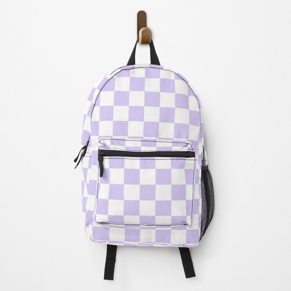 Vintage All-over Checkerboard Pattern Backpack, Classic Zipper