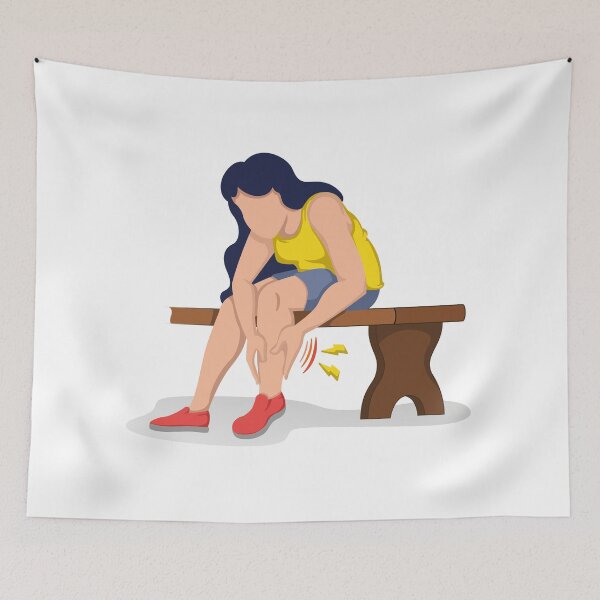 Item preview, illustration person with symptoms of cramp, peripheral neuropathy, numbness and tingling designed and sold by LucianoCosmo.