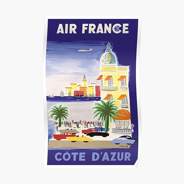 1952 Air France Cote d´Azur Travel Poster Poster