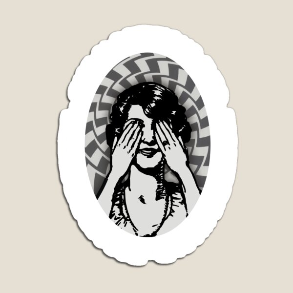 Item preview, solo cierra los ojos blancos - chica sin ojos en una ilusión óptica ovalada - Olvida el mundo, olvida a la gente designed and sold by OptLuv.