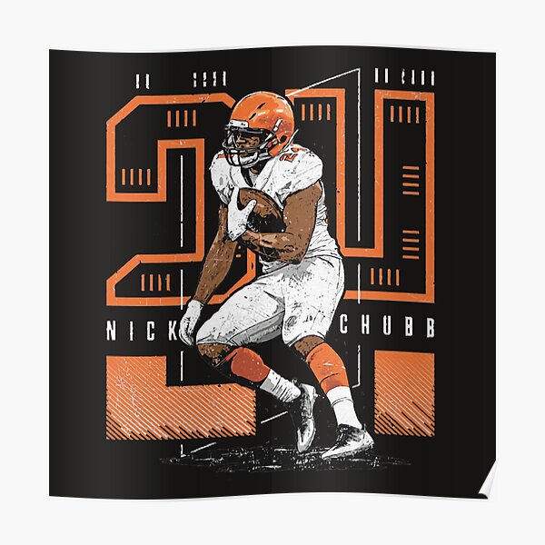 Nick Chubb football Paper Poster Browns 5 - Nick Chubb - Posters