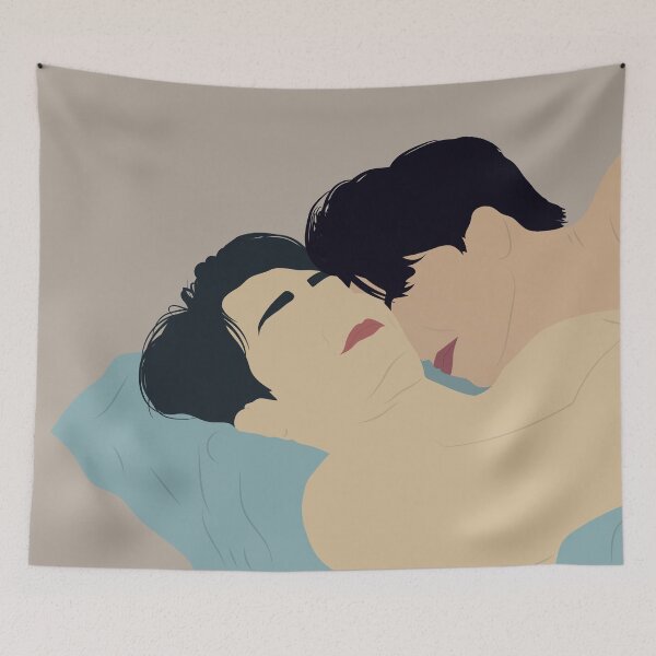Item preview, sky and prapai cuddling in bed designed and sold by Pinu92.