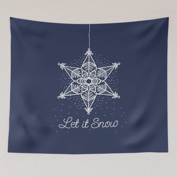 Item preview, Let it Snow Christmas white snowflake illustration. Hand-drawn macrame snowflake trendy illustration. designed and sold by ChrisiMM.