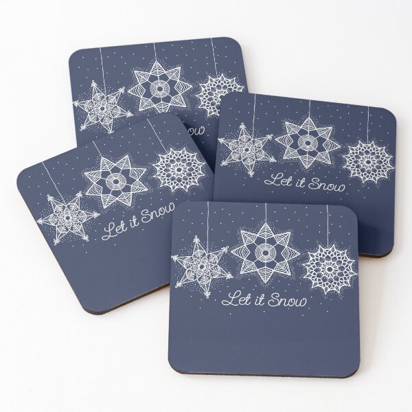 Item preview, Let it Snow Christmas white snowflake illustration. Hand-drawn macrame snowflakes trendy illustration. designed and sold by ChrisiMM.