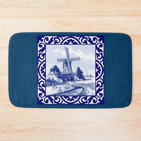Item preview, DUTCH BLUE DELFT: Vintage Windmill and Farmyard Cows Print designed and sold by posterbobs.