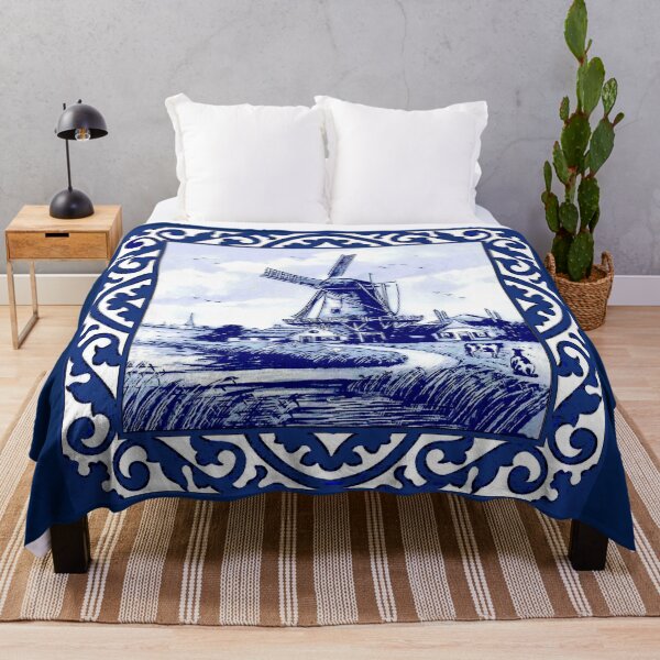 Item preview, DUTCH BLUE DELFT: Vintage Windmill and Farm Cows Print designed and sold by posterbobs.