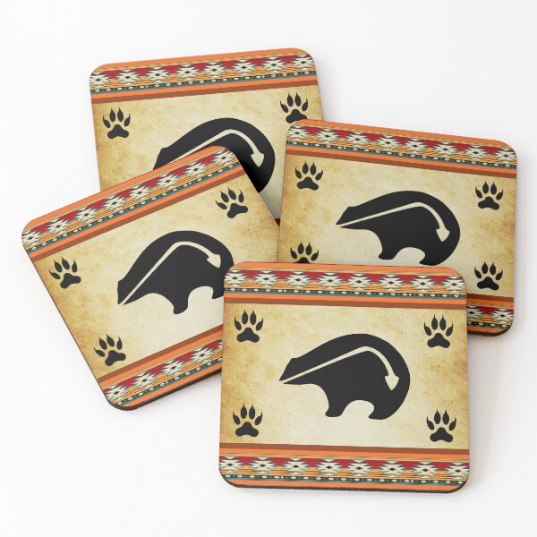 Item preview, Western Native American Bear And Bear Claw Symbols In Turquoise And Terracotta   designed and sold by handsoftime2020.