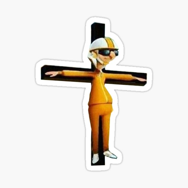 "vector despicable me on a cross" Sticker for Sale by Clydedesigns ...