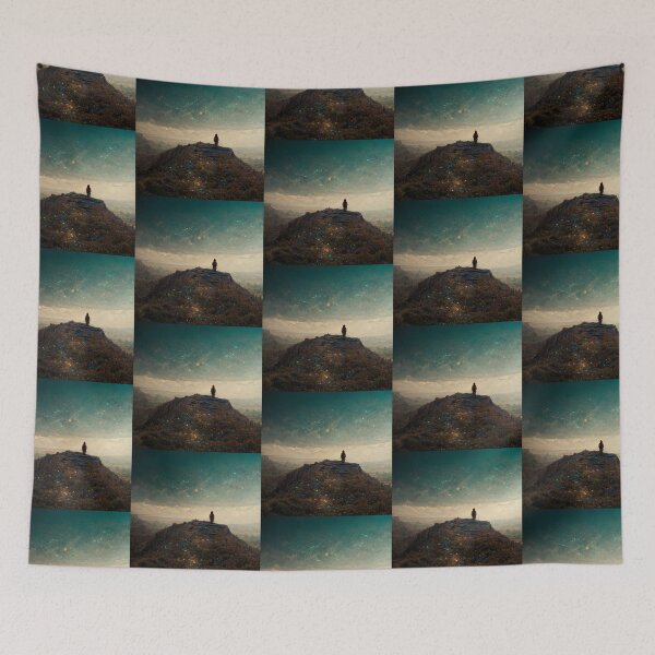 Item preview, Magical Person On Mountaintop Fantasy Artistic Painting Futuristic   designed and sold by LADistrictGarb.