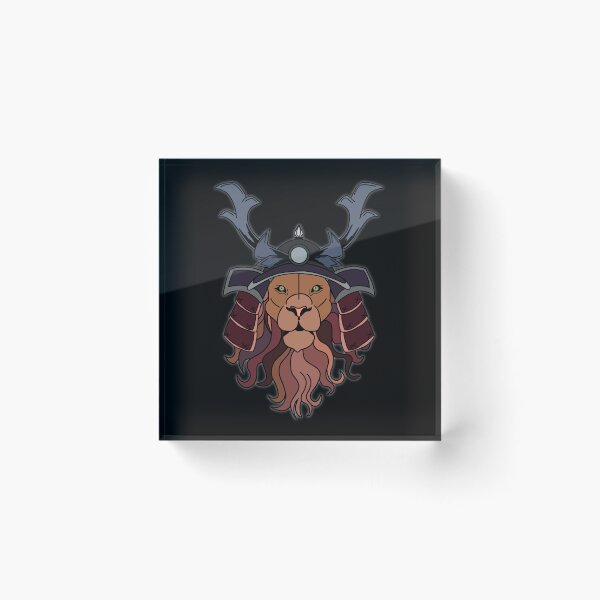Item preview, Samurai Lion Warrior with Helmet Strong Animal Strength designed and sold by Cedarrue.