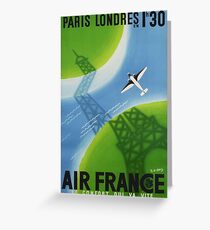 1936 Air France Paris to London Travel Poster Greeting Card