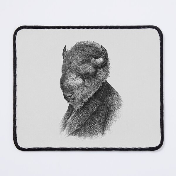 Item preview, Gentleman Bison portrait (black and light gray) designed and sold by Madame Memento.