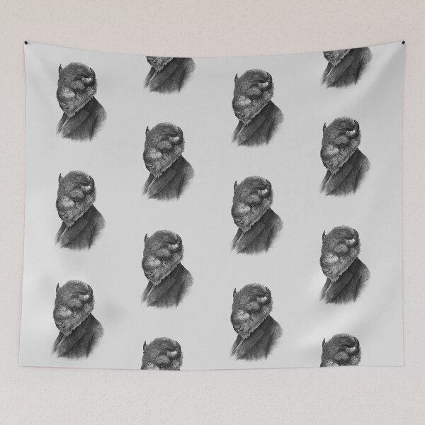 Item preview, Gentleman Bison portrait (black and light gray) designed and sold by Madame Memento.