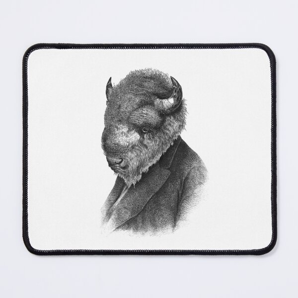 Item preview, Gentleman Bison portrait (black and white) designed and sold by Madame Memento.