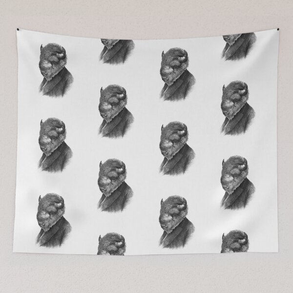 Item preview, Gentleman Bison portrait (black and white) designed and sold by Madame Memento.