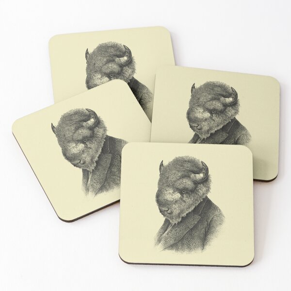 Item preview, Gentleman Bison portrait (cream) designed and sold by Madame Memento.