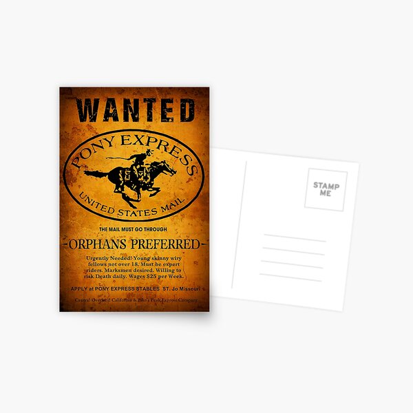 Aperçu de l'œuvre WANTED Pony Express Riders 1860 créée et vendue par Daniel Hagerman.