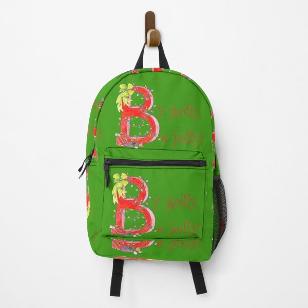 Item preview, Illuminated letter B with Christmas message. By golly be jolly. Green Background designed and sold by janesg.