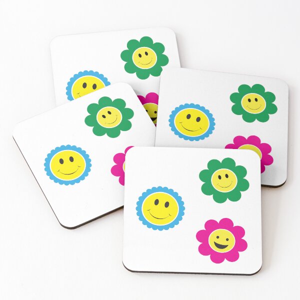Item preview, Smiley Face Flowers - 3 Smiley Face Flowers in Bright Colors designed and sold by gjsart.