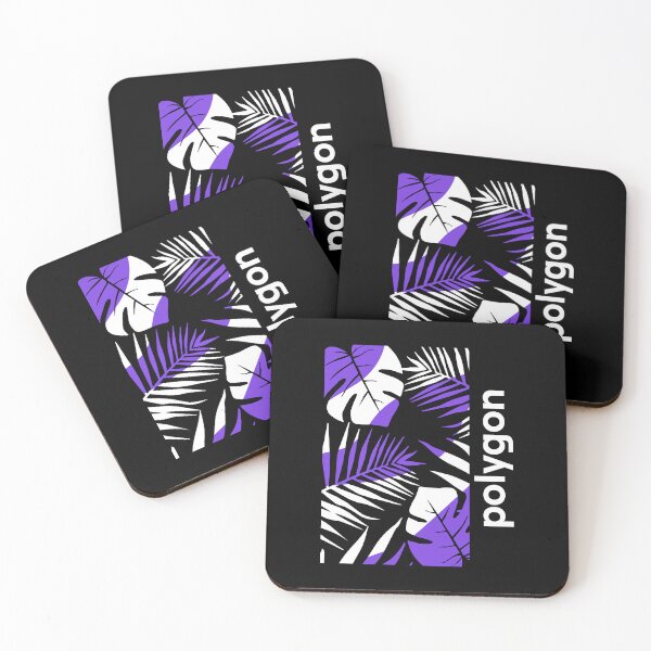 Item preview, Polygon MATIC Crypto Altcoin - Purple White Palm Leaves designed and sold by CryptoMoods.
