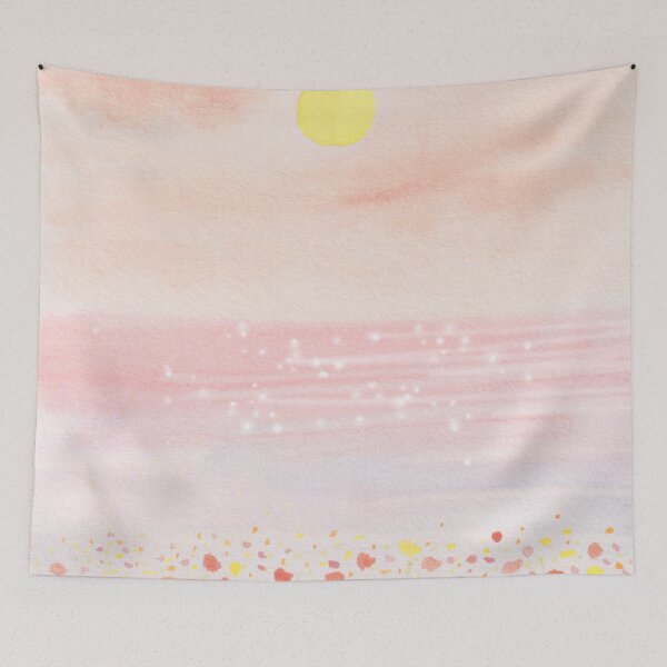 Item preview, Dreamy sunset watercolor romantic landscape  designed and sold by JaneVirak.