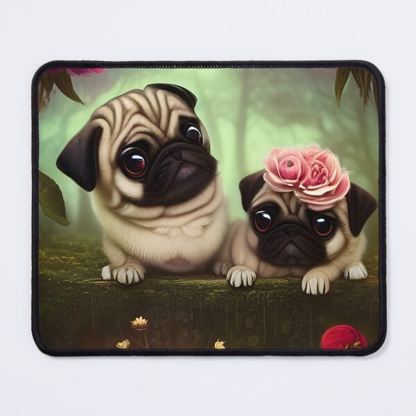 Item preview, Pug couple in Wonderland designed and sold by kosmicfairytale.