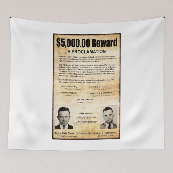Item preview, 5 State WANTED POSTER for John Dillinger 1934 designed and sold by Daniel Hagerman.