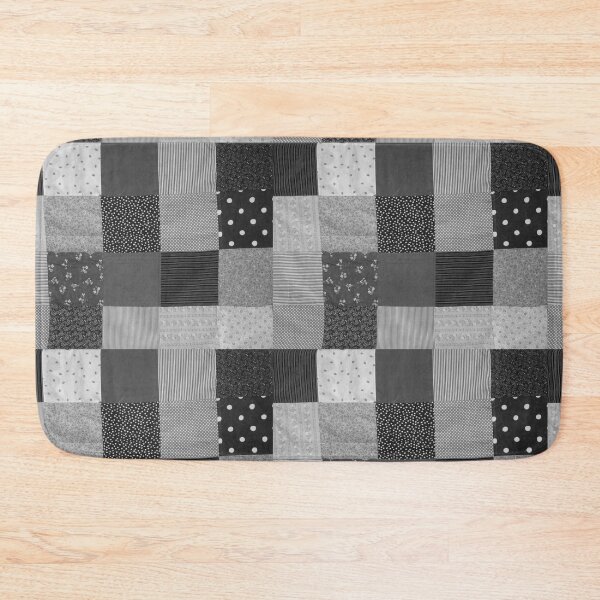 Item preview, fabric squares of black and white patchwork  designed and sold by pollywolly.