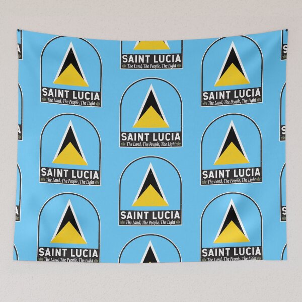 Item preview, Saint Lucia Flag Emblem Distressed Vintage designed and sold by KrisSidDesigns.