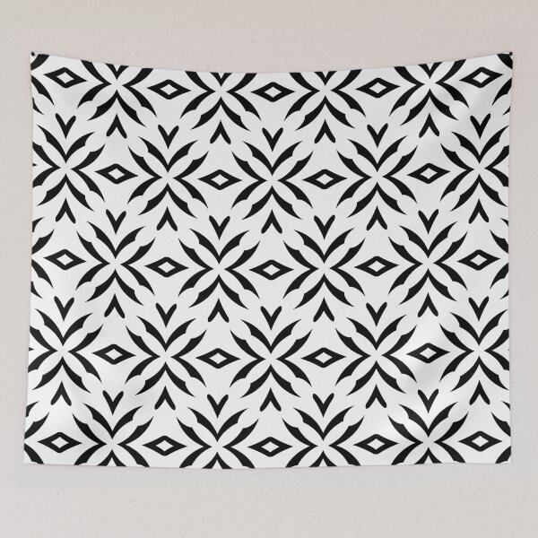 Item preview, Black and White Abstract Flower Pattern designed and sold by All-Black-White.