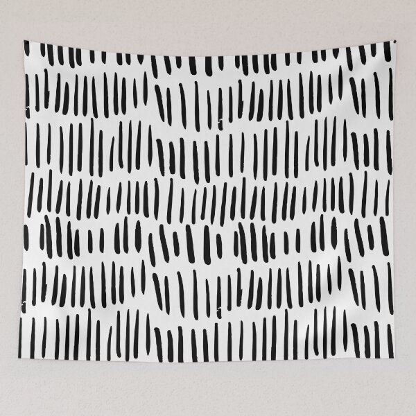 Item preview, Black and White Abstract Minimal Dash Line Pattern designed and sold by All-Black-White.