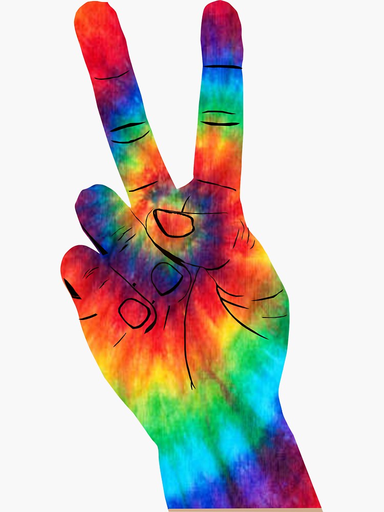 Tie Dye Peace Sign Hand Sticker For Sale By Casnowdon Redbubble 