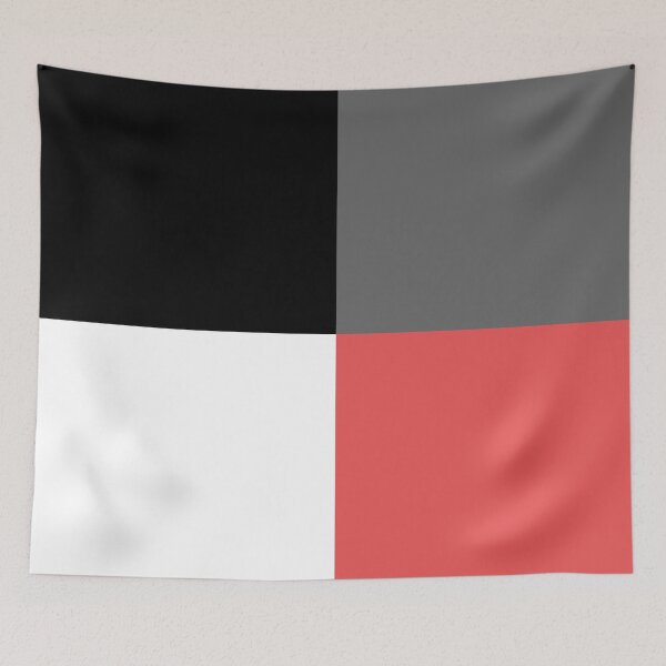 Item preview, Black and White, Red and Gray 4 Square Geometric Minimal Graphic Design designed and sold by All-Black-White.