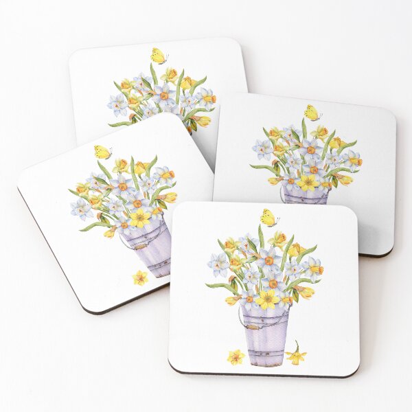 Item preview, Watercolor Daffodil Flowers And Butterflys designed and sold by virillanissa.