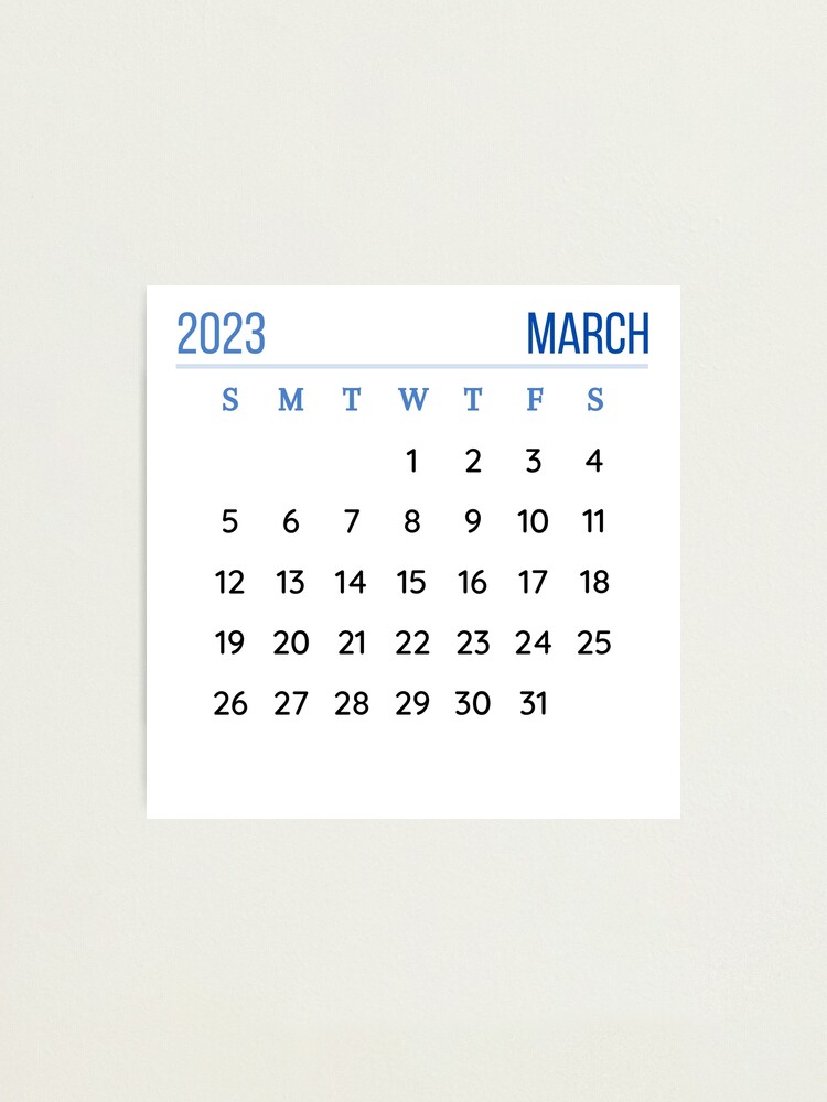 schommel banaan Octrooi March 2023 Calendar" Photographic Print for Sale by Binsagar | Redbubble