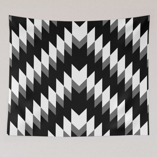 Item preview, Black and White Abstract Geometric Zigzag Chevron Pattern designed and sold by All-Black-White.