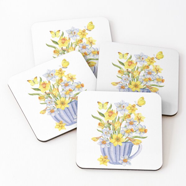 Item preview, Watercolor Daffodil Flowers And Butterflys designed and sold by virillanissa.