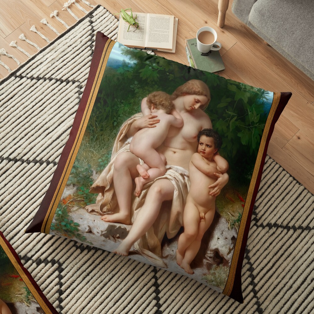 La Première Discorde by William-Adolphe Bouguereau - Disgusted Anger and Jealousy 2 La Première Discorde c1861 by William-Adolphe Bouguereau Remastered Xzendor7 Classical Art Old Masters Reproductions Floor Pillow