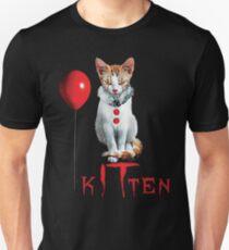 Kitten Clown Scary Fun Spooky Halloween Cat Funny Joke Design Unisex T-Shirt